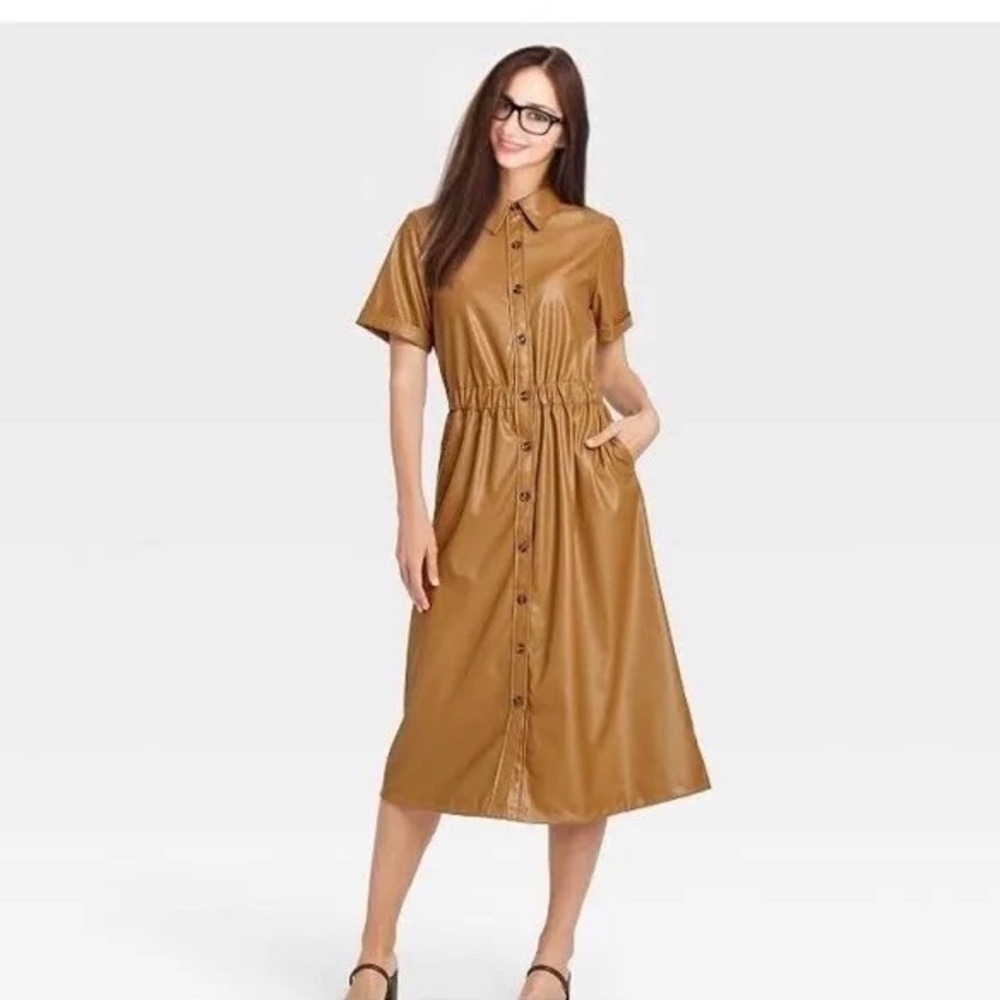 Faux Leather Midi Dress